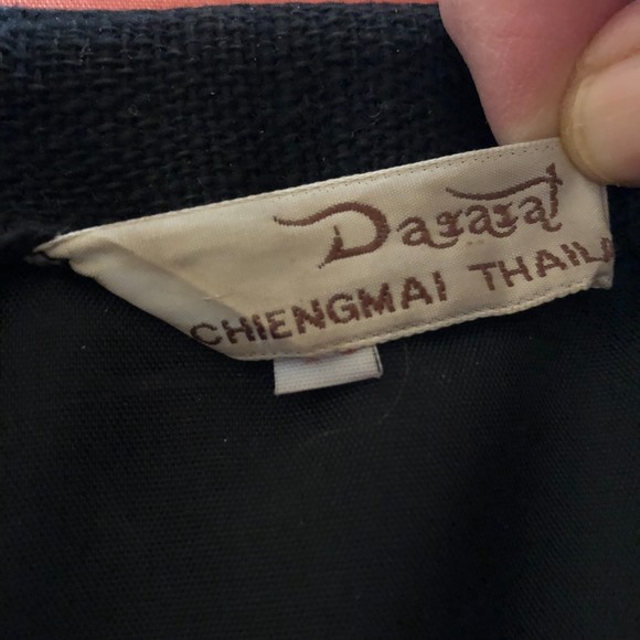 Vintage Red and Black Jacket from Thailand, incorporating ethnic weavings, XL - Picture 6 of 9